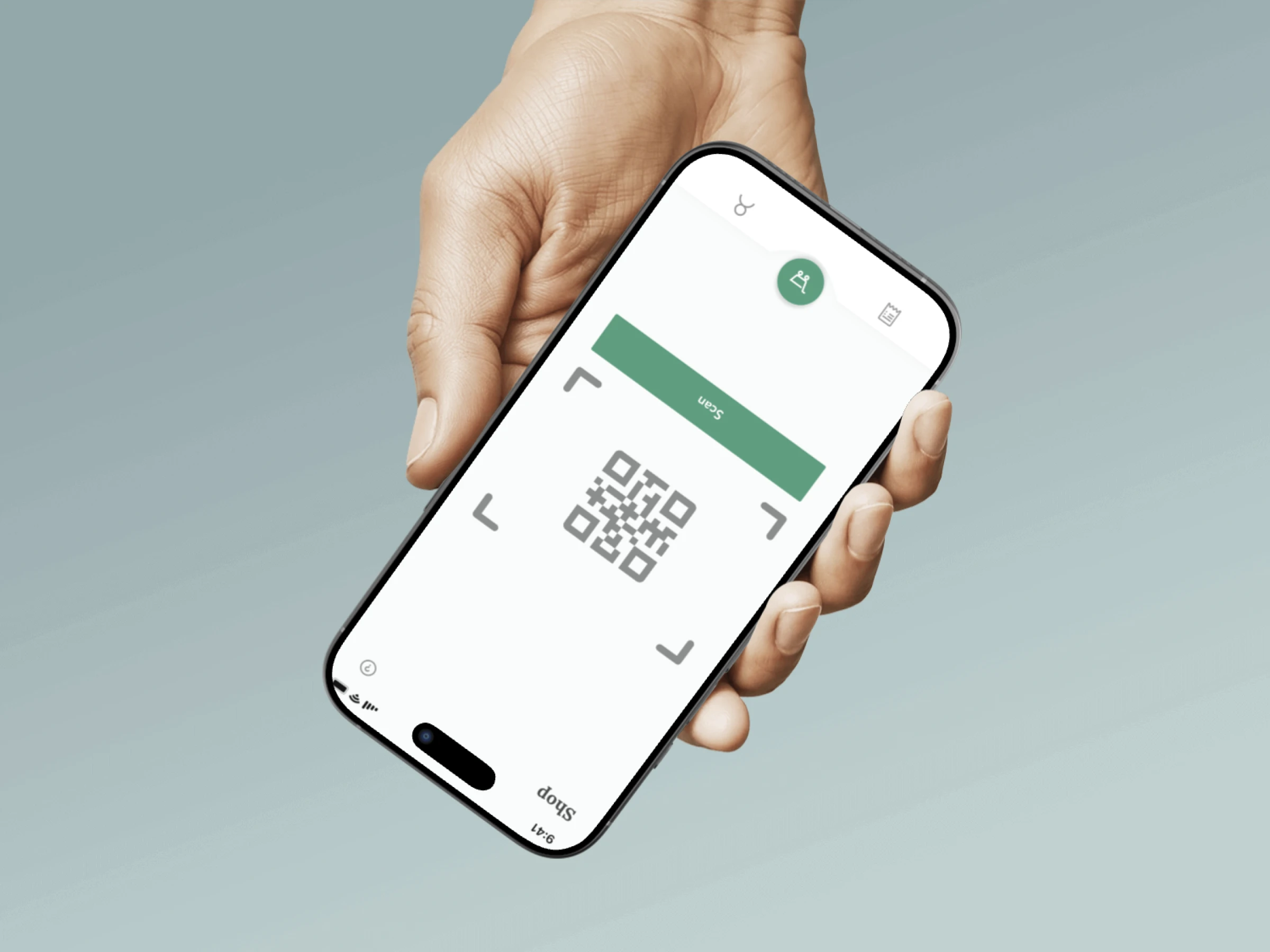 Hand holding phone with Mattorget app on the screen