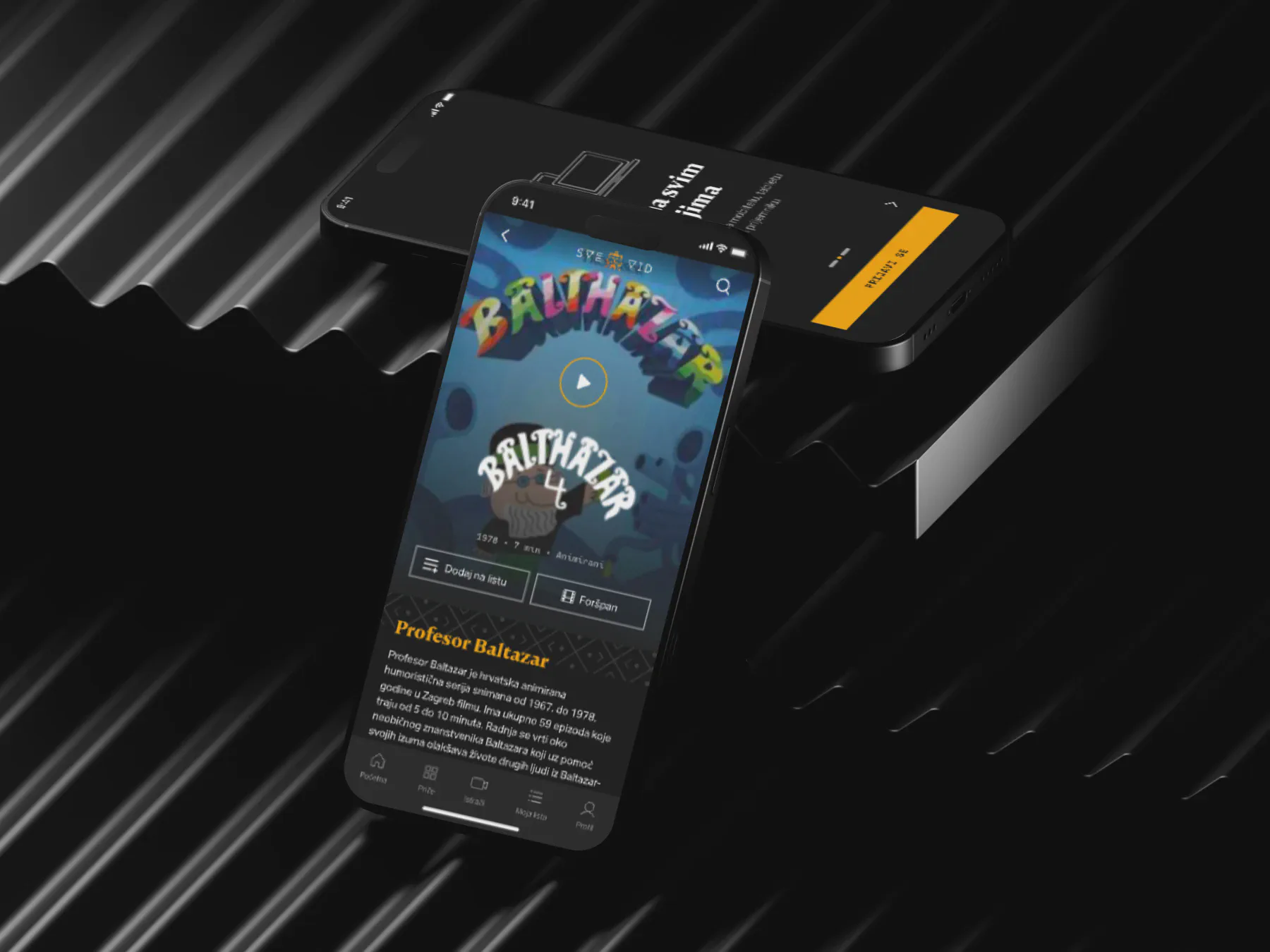 Mobile screen of Svevid app.