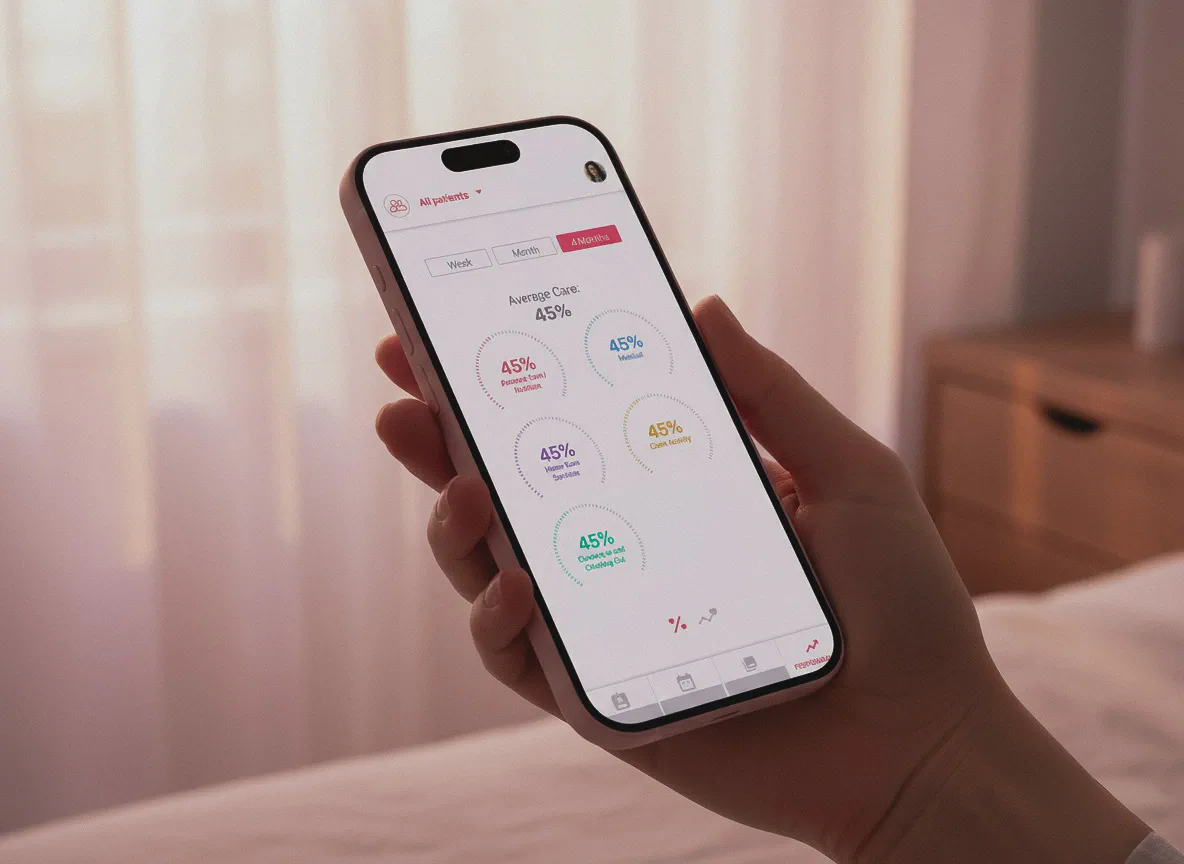 Person holding mobile phone with healthcare app on screen