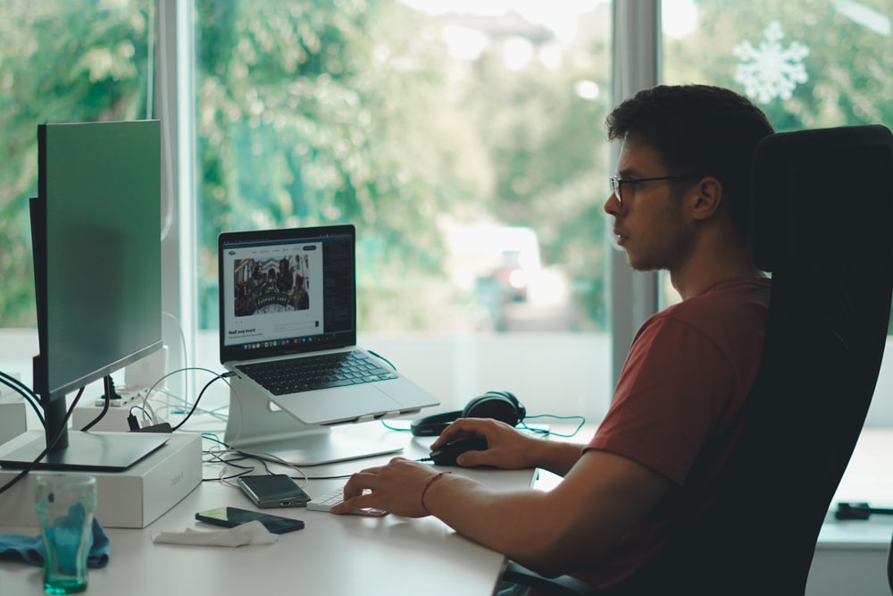 Developer working on his code