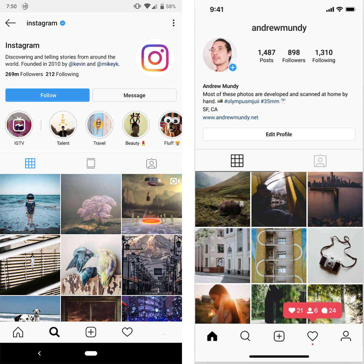 Instagram redesign